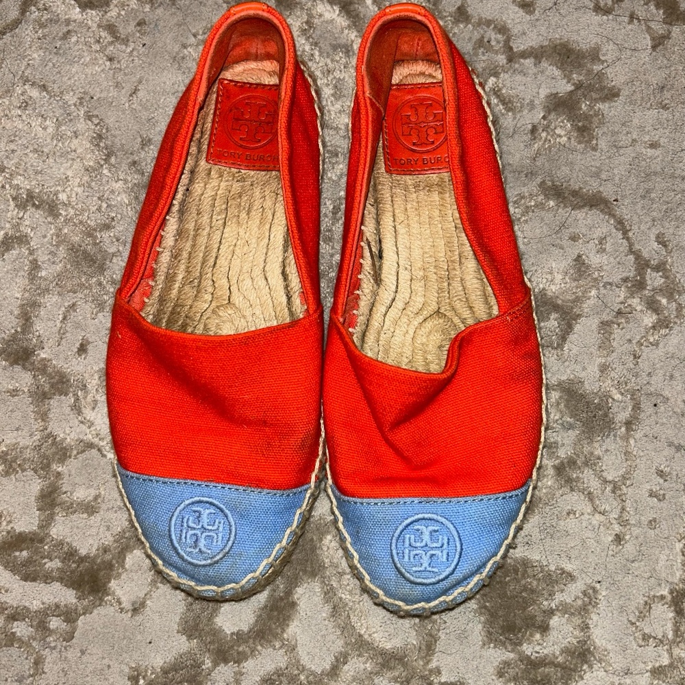 Tory Burch Women's Block Flat Espadrille Orange/Blue